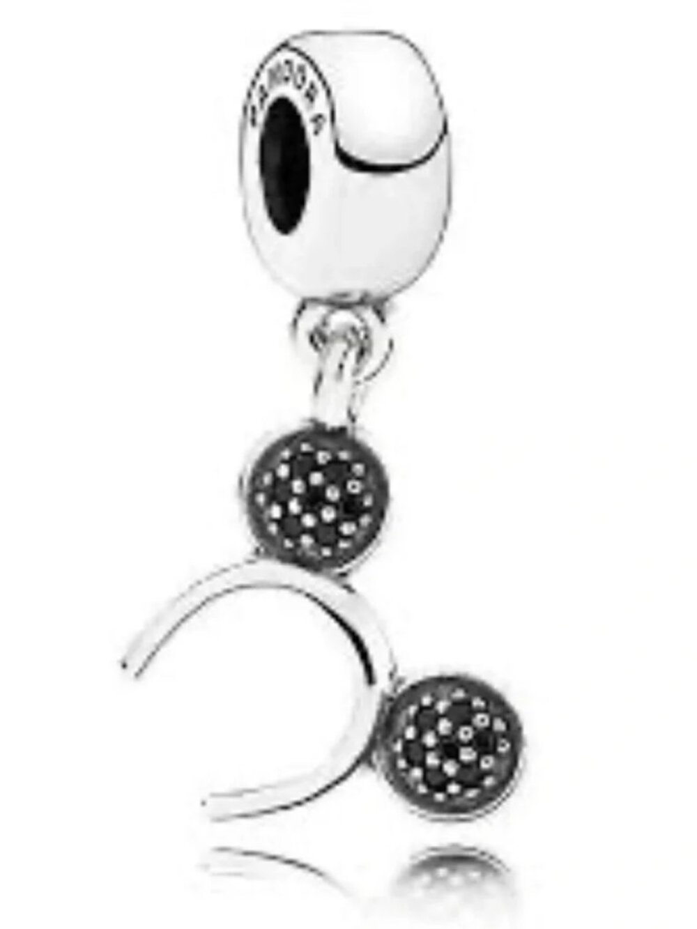 Pandora Disney Mickey Mouse Headband Dangle Charm Pave Sterling Silver